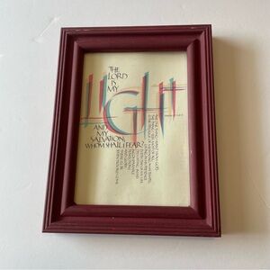 Burgundy Framed Inspirational Wall Art Psalm 27